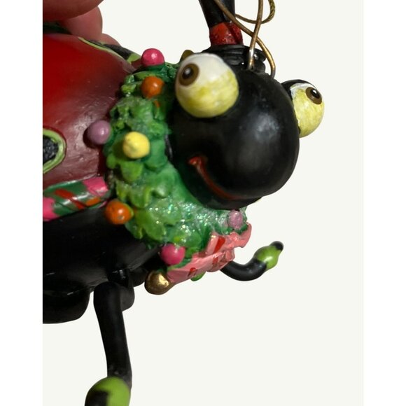 Ladybug Christmas Ornament With Birdhouse & Festive Accents - Picture 3 of 12